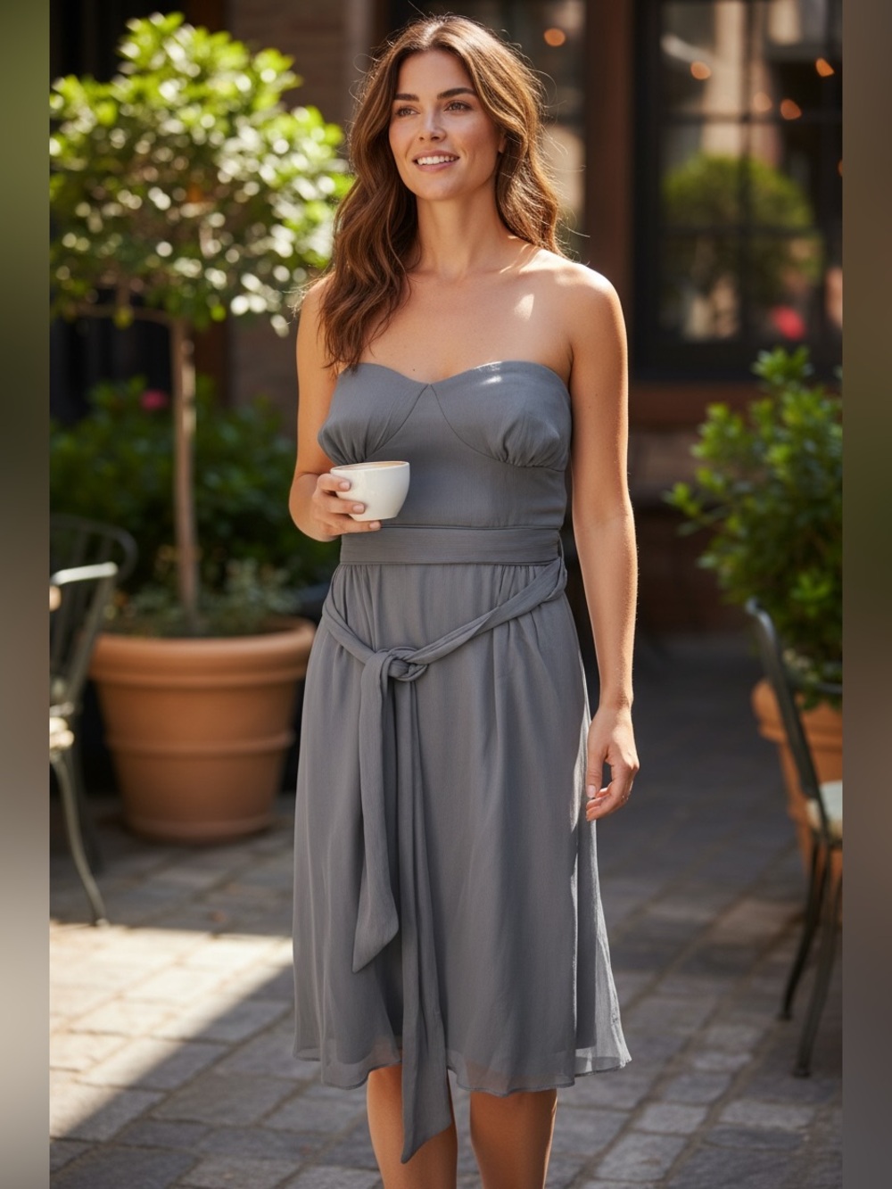J.Crew Dress - 12 - Gray - 100% Silk
